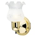 Westinghouse Fixture Wall 100W Polished Brass Frosted Etched Grape Ruffled Edge Glass 6660100